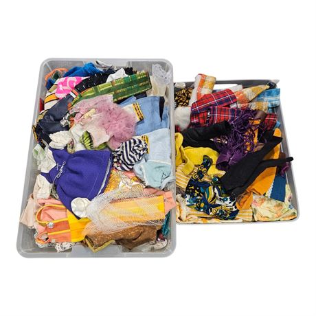 2 Baskets Full Of Vintage Barbie Clothing, 1 Basket Full Of Matching Outfits
