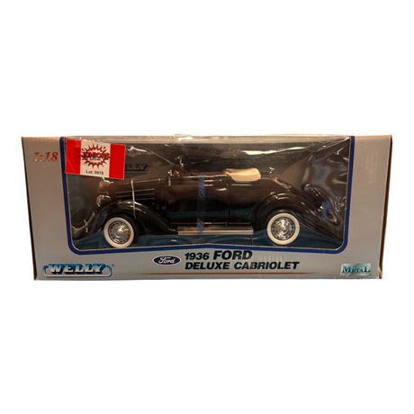 Welly 1:18 Die Cast Metal 1936 Ford Deluxe Cabriolet, In Original Box