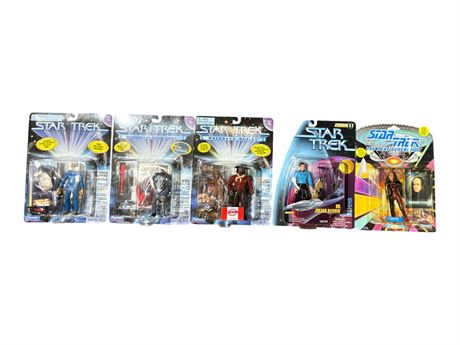5 Playmates Star Trek Action Figures, In Original Blister Packs