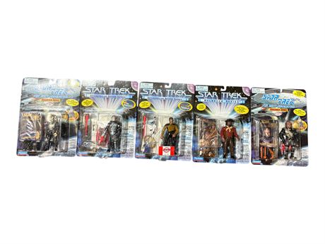 5 Playmates Star Trek Action Figures, In Original Blister Packs
