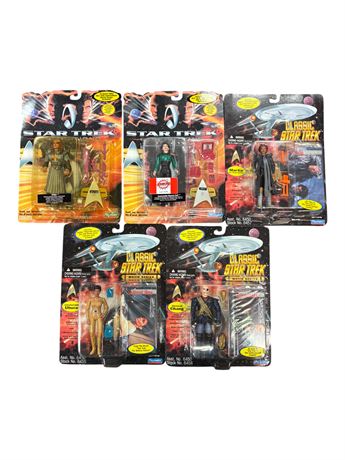 5 Playmates Star Trek Action Figures, In Original Blister Packs