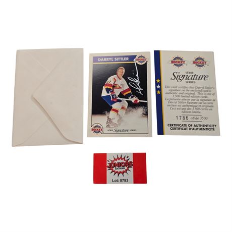 Darryl Sittler Signature Series Hockey Signed Card, With Coa