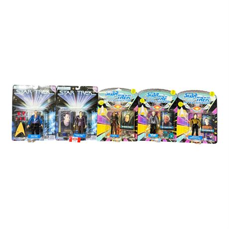 5 Playmates Star Trek Action Figures, In Original Blister Packs