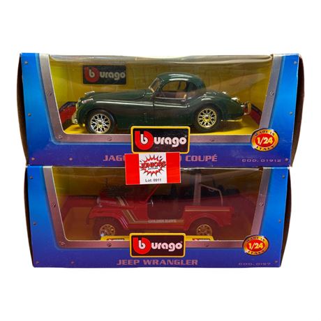 2 1:24 Burago Die Cast Metal Cars, In Original Boxes