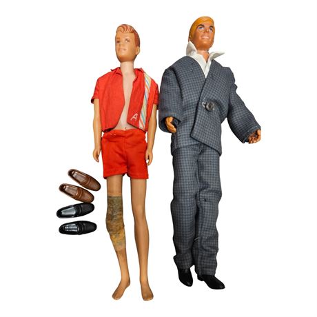 1960 Allan Barbie With Original Outfit & 1968 Bendable Knee Ken Doll