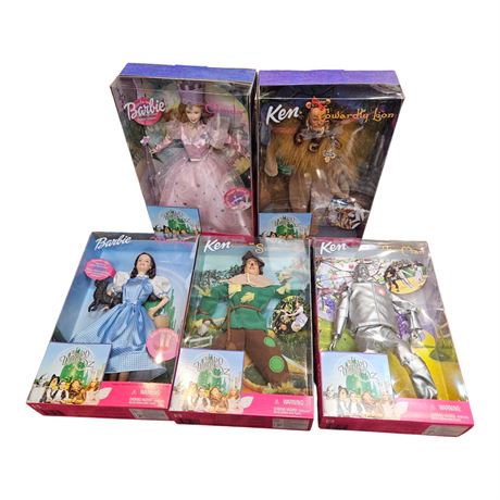 Set Of 5 Vintage Mattel Wizard Of Oz Barbies, In Original Boxes