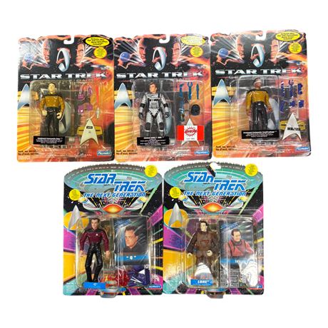 5 Playmates Star Trek Action Figures, In Original Blister Packs