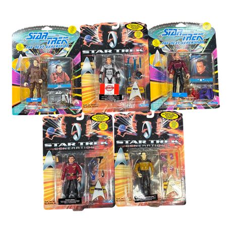 5 Playmates Star Trek Action Figures, In Original Blister Packs