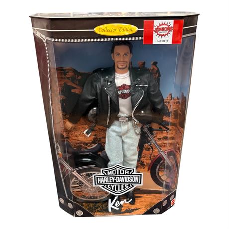 1998 Mattel Harley Davidson Motorcycles Brunette Ken Barbie, In Original Box