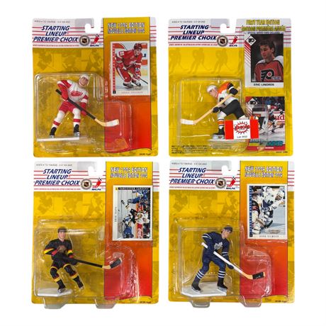 4 Kenner 1990S Starting Line Up Hockey Figures, In Original Blister Packs