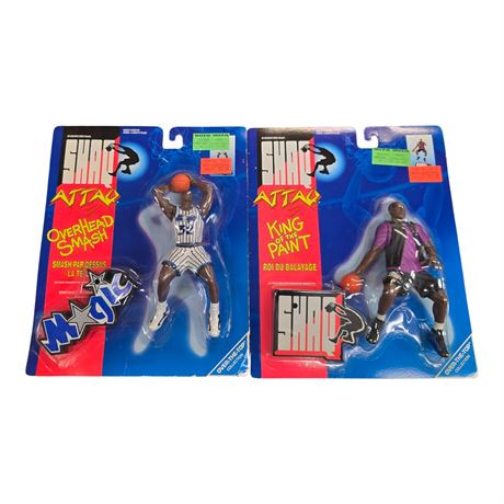 2 Kenner Shaq Attaq Action Figures, In Original Blister Packs