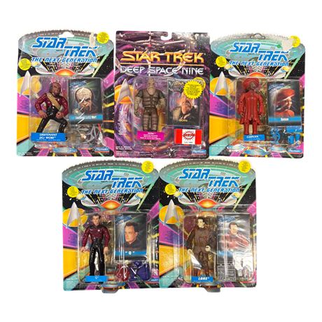 5 Playmates Star Trek Action Figures, In Original Blister Packs