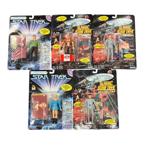 5 Playmates Star Trek Action Figures, In Original Blister Packs