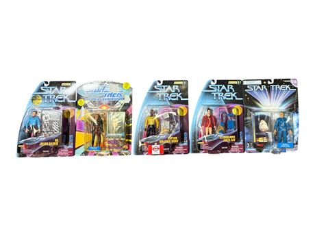5 Playmates Star Trek Action Figures, In Original Blister Packs