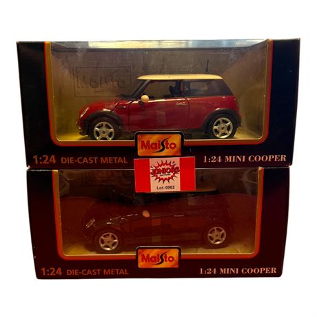 2 Maisto 1:24 Die Cast Metal Mini Coopers, In Original Boxes