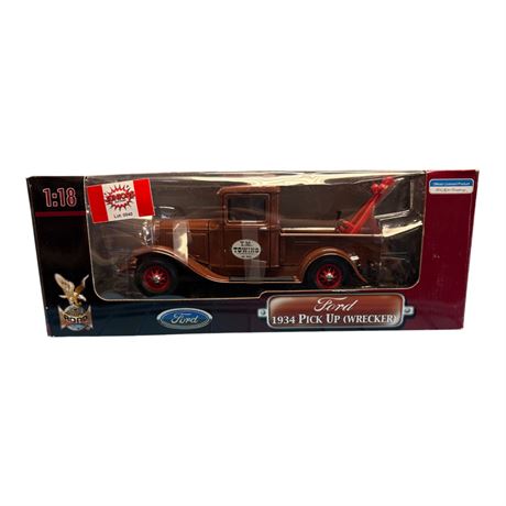 Road Signature 1:18 Die Cast Metal Ford 1934 Pick Up Wrecker, In Original Box