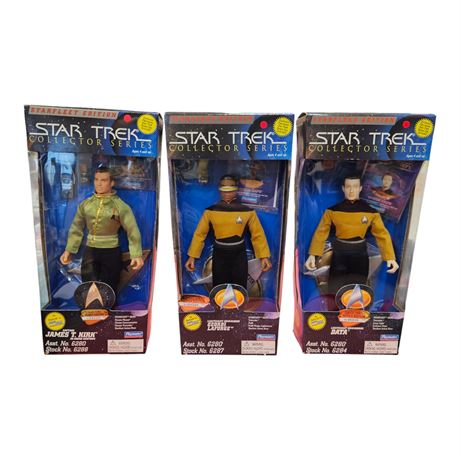 3 Vintage Star Trek Playmates Action Figures In Original Boxes