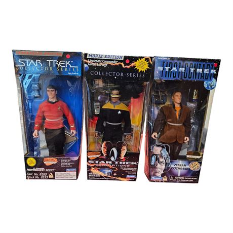 3 Vintage Star Trek Playmates Action Figures In Original Boxes