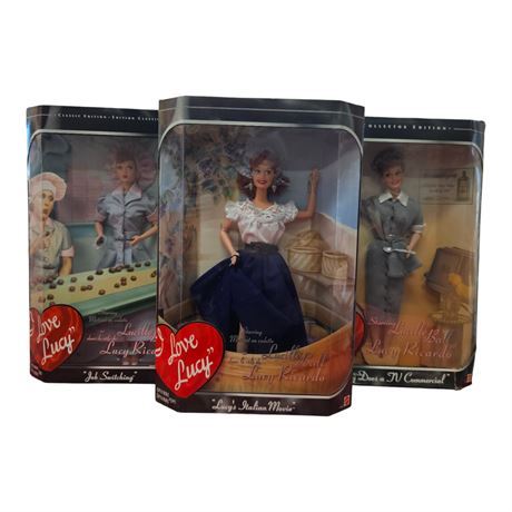 3 Vintage Mattel "I Love Lucy" Dolls, In Original Boxes