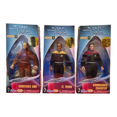 3 Vintage Star Trek Playmates Action Figures In Original Boxes