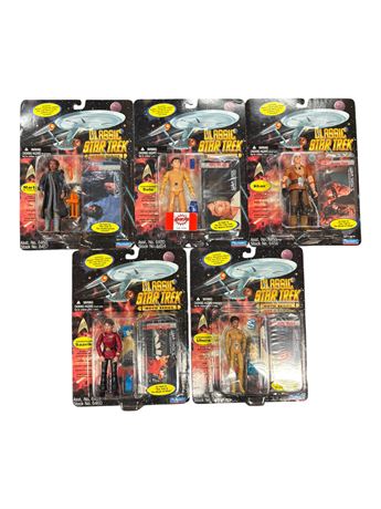 5 Playmates Star Trek Action Figures, In Original Blister Packs