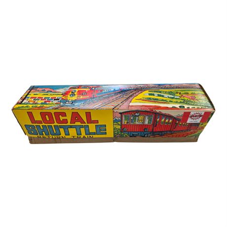 Vintage Tin Litho Local Shuttle Return Train Toy, In Original Box