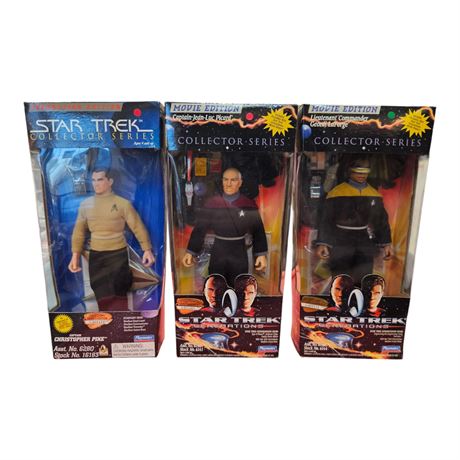 3 Vintage Star Trek Playmates Action Figures In Original Boxes