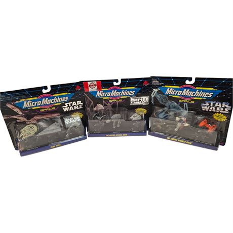 3 Galoob Stars Micro Machines, In Original Blister Packs