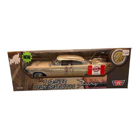 Motor Max 1:18 Die Cast Metal 1958 Plymouth Fury, In Original Box