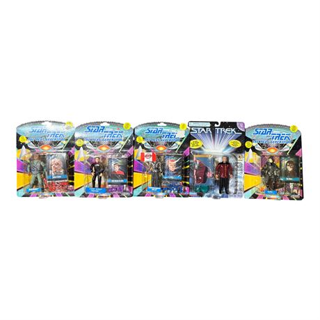 5 Playmates Star Trek Action Figures, In Original Blister Packs