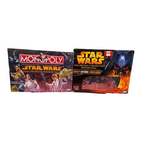 Star Wars Saga Edition Chess Set & Sealed Monopoly Star Wars Saga Edition