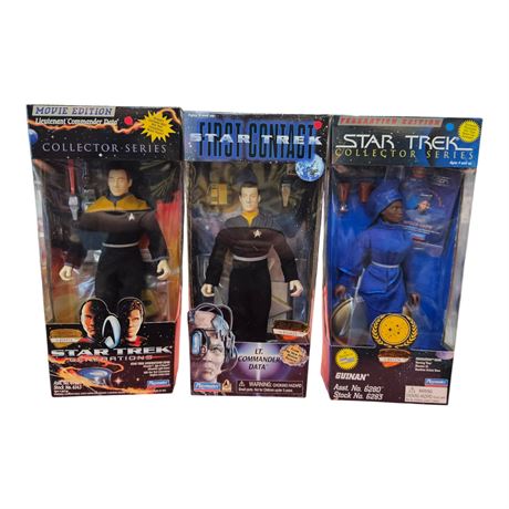 3 Vintage Star Trek Playmates Action Figures In Original Boxes