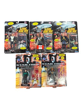 5 Playmates Star Trek Action Figures, In Original Blister Packs