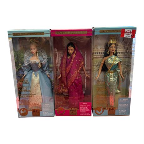 3 Vintage Mattel Dolls Of The World Barbies, In Original Boxes