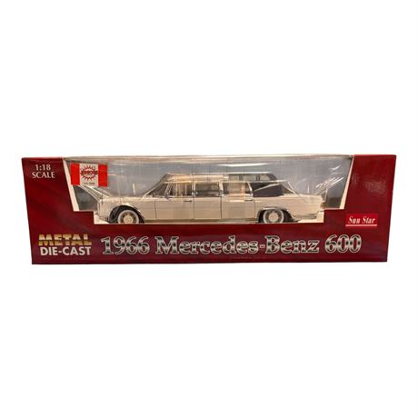 Sun Star 1:18 Die Cast Metal 1966 Mercedes Benz 600 Limo, In Original Box