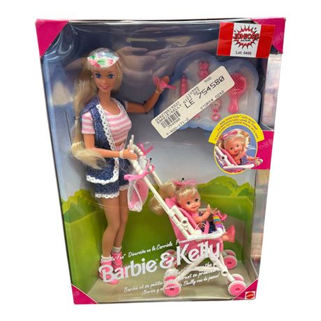 1995 Mattel Barbie & Kelly Strollin' Sisters On The Go Barbie, In Original Box