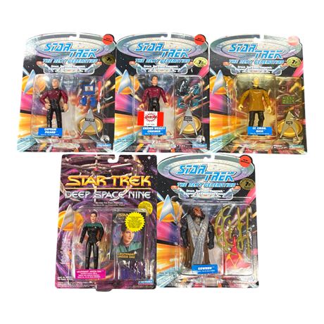 5 Playmates Star Trek Action Figures, In Original Blister Packs