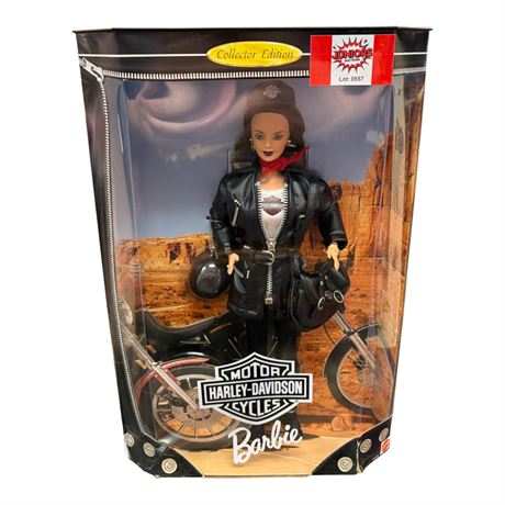 1998 Mattel Harley Davidson Motorcycles Brunette Barbie, In Original Box