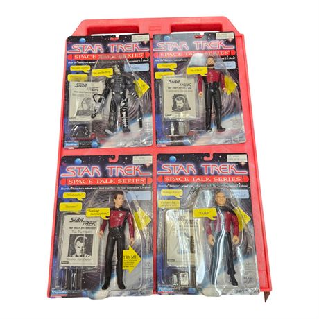 4 1995 Star Trek Space Talk Series Action Figures, In Original Blister Packs