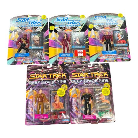 5 Playmates Star Trek Action Figures, In Original Blister Packs