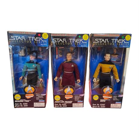 3 Vintage Star Trek Playmates Action Figures In Original Boxes