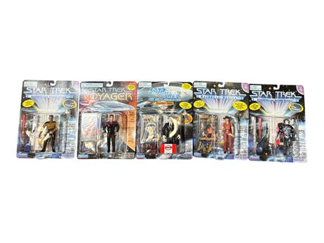 5 Playmates Star Trek Action Figures, In Original Blister Packs