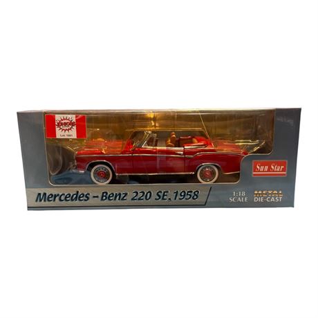 Sun Star 1:18 Die Cast Metal Mercedes Benz 220 Se 1958, In Original Box