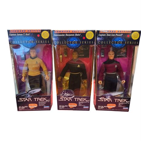 3 Vintage Star Trek Playmates Action Figures In Original Boxes