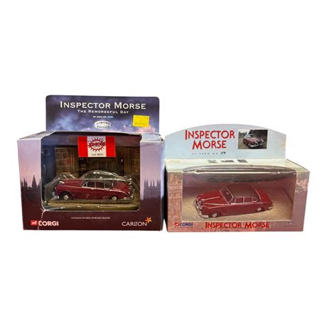 2 Corgi Inspector Morse Die Cast Metal Jaguar Mk Ii, In Original Boxes