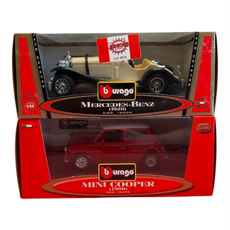 2 Burago 1:24 Die Cast Metal Cars, In Original Boxes