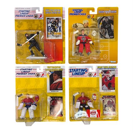 4 Kenner 1990S Starting Line Up Hockey Figures, In Original Blister Packs