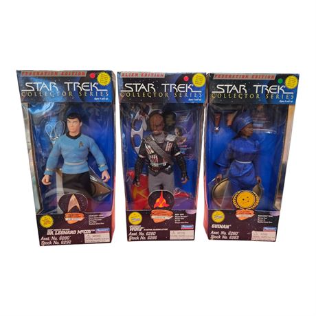 3 Vintage Star Trek Playmates Action Figures In Original Boxes