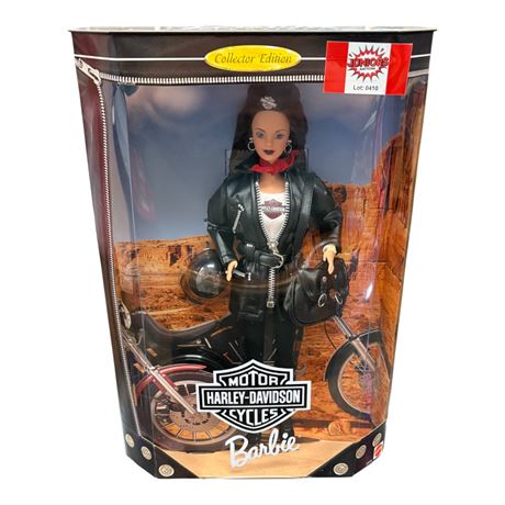 1998 Mattel Harley Davidson Motorcycles Brunette Barbie, In Original Box