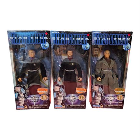 3 Vintage Star Trek Playmates Action Figures In Original Boxes